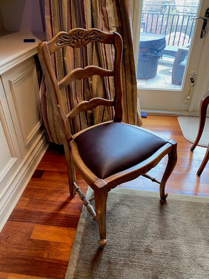 Antique Wood & Leather Side Chair