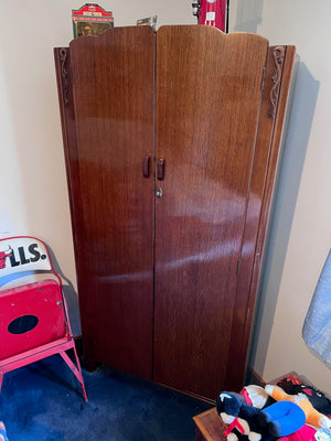 Antique Oak Art Deco Skyscraper Wardrobe or Linen Press by Lebus