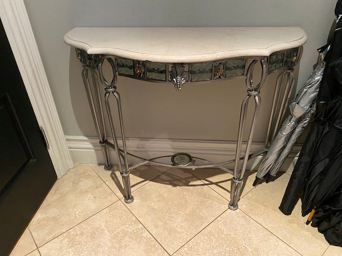 "Palma Brava" Demilune Marble Top Console Table