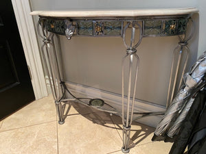 "Palma Brava" Demilune Marble Top Console Table