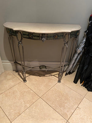 "Palma Brava" Demilune Marble Top Console Table