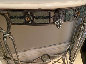 "Palma Brava" Demilune Marble Top Console Table