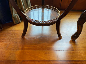 "Maitland Smith" Burled Wood Round Table, with gold accents