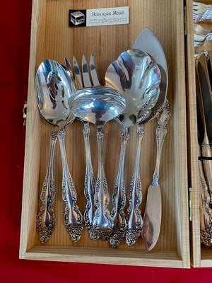 Baroque Rose 1881 Rogers Silverplate by Oneida Flatware Lot- Service for 8