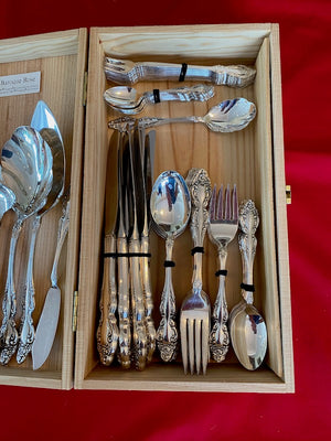Baroque Rose 1881 Rogers Silverplate by Oneida Flatware Lot- Service for 8