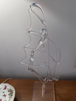 Thin Glass Sculpture, Ballet Dancer with Ribbon- Signed