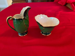 Vintage Carlton Ware Vert Royale Cream & Sugar
