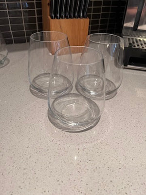 3 Luigi Barmioli Stemless Wine Glasses