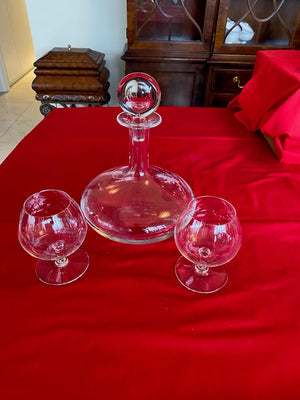Baccarat Oenologie Decanter + 2 Brandy Glasses