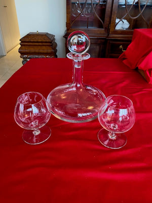 Baccarat Oenologie Decanter + 2 Brandy Glasses