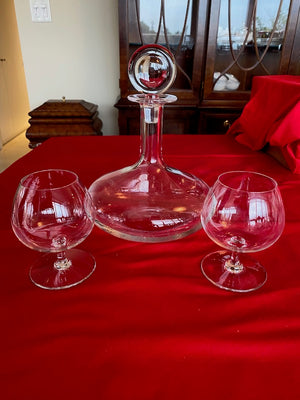 Baccarat Oenologie Decanter + 2 Brandy Glasses