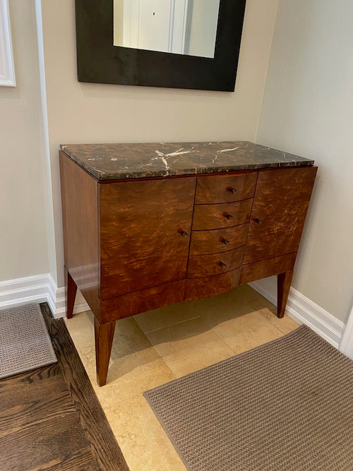 "Councill" Marble top cabinet with Walnut base- from ELTE