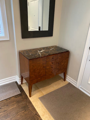 "Councill" Marble top cabinet with Walnut base- from ELTE