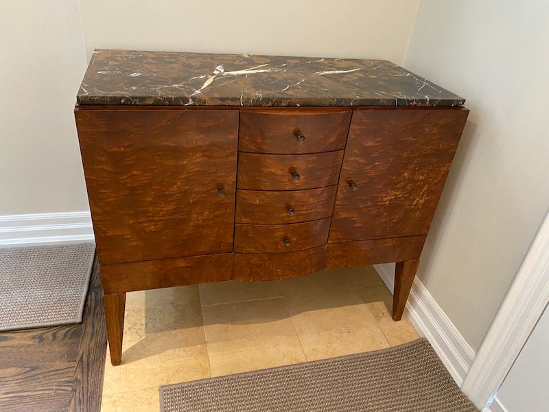 "Councill" Marble top cabinet with Walnut base- from ELTE