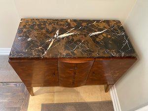 "Councill" Marble top cabinet with Walnut base- from ELTE