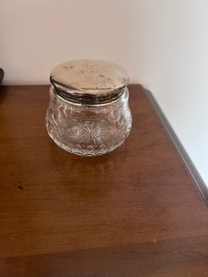 Crystal Dresser Jar with Sterling Silver Lid- 2.5" h