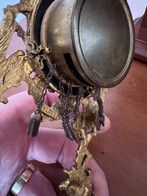 Vintage German GLOBE Gold Gilt Brass Mantel Clock- 8" h