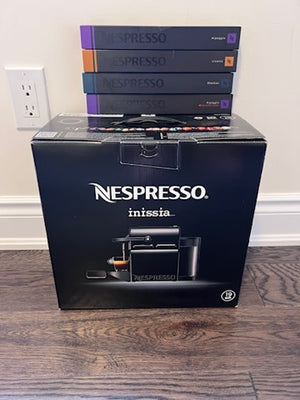 BRAND NEW Nespresso D40-US-BK-NE Inissia + 4 Pods Sleeves