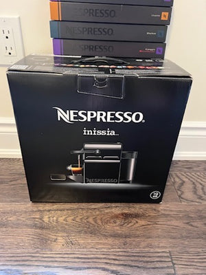 BRAND NEW Nespresso D40-US-BK-NE Inissia + 4 Pods Sleeves