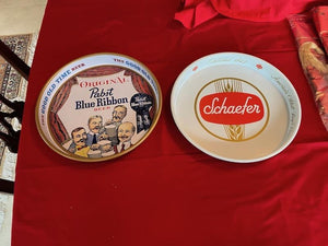 Vintage Pabst Blue Ribbon & Schaefer Platters