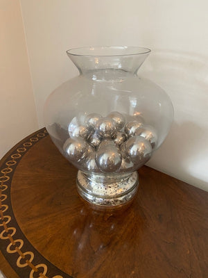 2 Glass Vases with Silver Decorative Balls