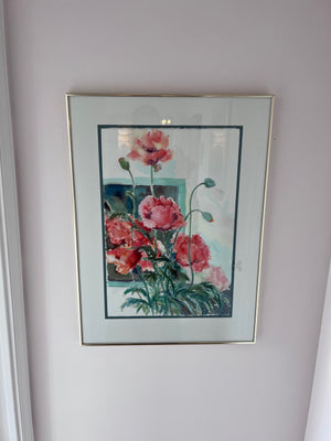 Joy Milburn Signed Watercolour- Pink Flowers