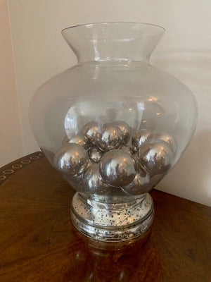 2 Glass Vases with Silver Decorative Balls