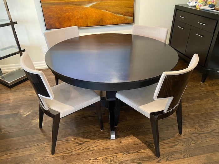 54" Dark Brown Pedestal Table + 4 "The Salsa Chairs" by "Pietro Costantini"