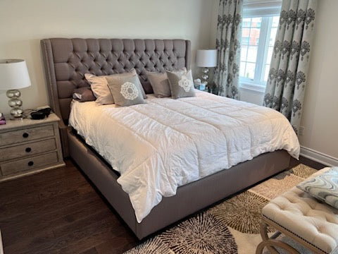 Decorium King Grey Fabric Bed Frame