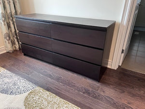 malm dresser black brown MALM chest of 6 drawers, black-brown/mirror glass, 40x123 cm