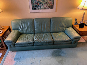 Roche Bobois Green Leather Sofa