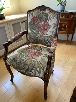 2 Louis XV Style Armchairs, Floral Upholstery