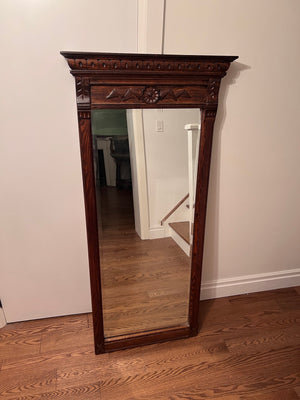Antique Wood Carved Hanging Wall Mirror