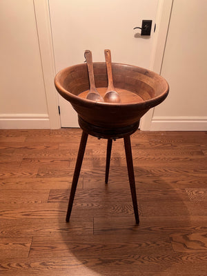 Large Wood Salad Bowl on Stand