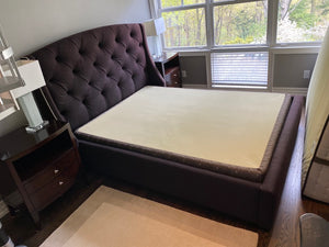 Queen Dark Brown Upholstered Bed Frame