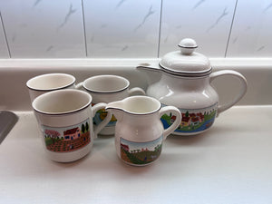 Villeroy & Boch Design Naif- Tea Pot, Creamer, 3 Mugs