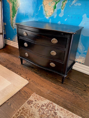 Black Painted Wood Chest of Drawers