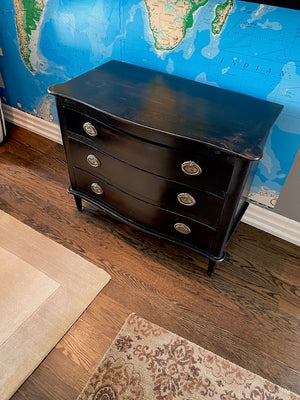 Black Painted Wood Chest of Drawers