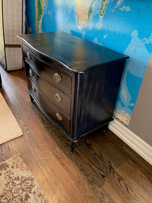 Black Painted Wood Chest of Drawers