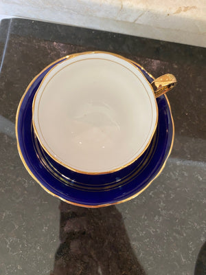 Aynsley Cobalt Blue, Gold Bands Cup & Saucer