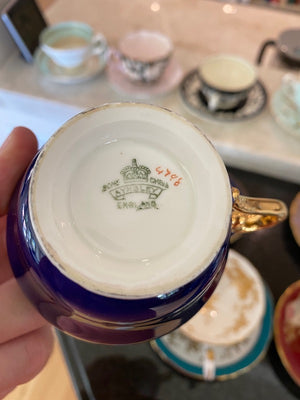 Aynsley Cobalt Blue, Gold Bands Cup & Saucer