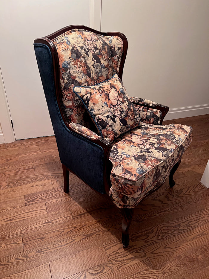 Custom "Cats Print" Wingback Chair