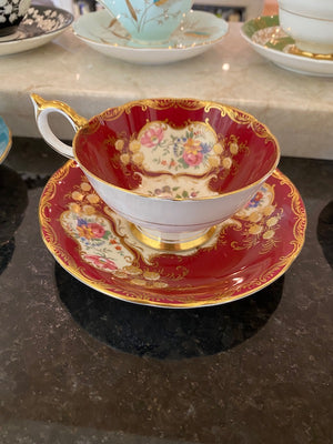 Aynsley Red Bone China Cup & Saucer
