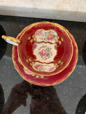 Aynsley Red Bone China Cup & Saucer