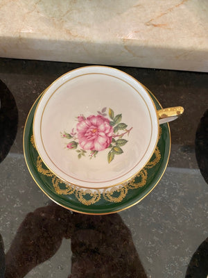 Aynsley Green and Gold Bone China Cup & Saucer