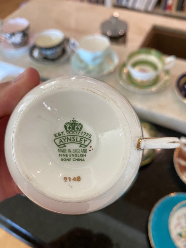 Aynsley Green and Gold Bone China Cup Saucer