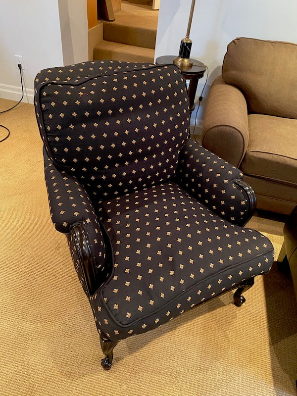 Louis XV Style Black & Gold Armchair