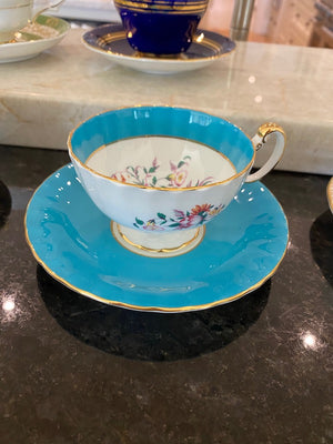 Aynsley Light Blue Bone China Cup & Saucer