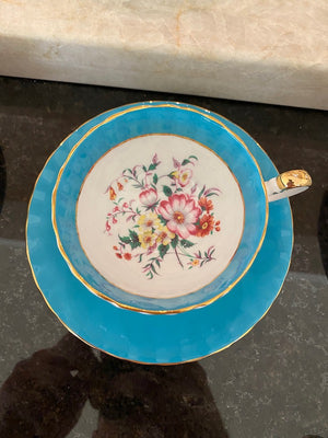 Aynsley Light Blue Bone China Cup & Saucer