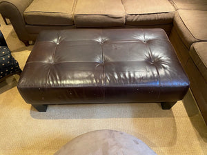 Pottery Barn- Brown Leather Ottoman